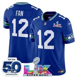Mens/Youths Select 12 Fan Royal Super Bowl LX Jersey Vapor Stitched